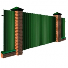 Забор из Профнастила с Полимерным покрытием "Под Ключ" 1.5 м. Зелёный